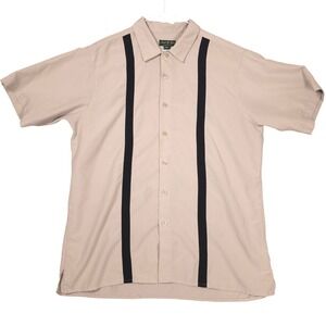 David Taylor Collection Bowling Shirt Beige Short Sleeve Men's L